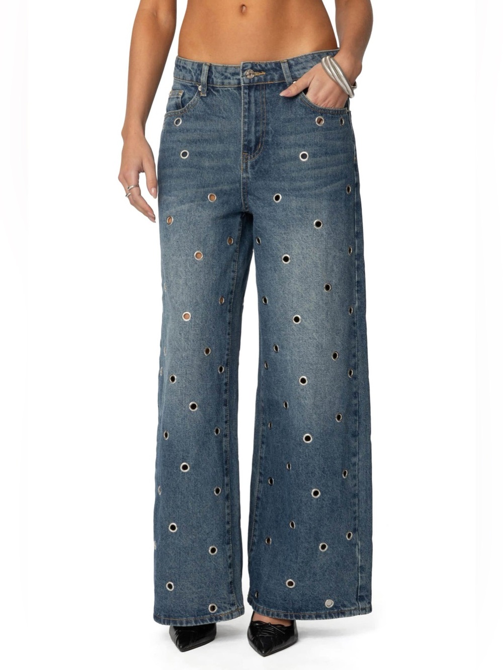 Edikted grommet low rise jeans
